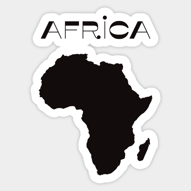 Black Map of Africa 70s Style Sticker by Inogitna Designs